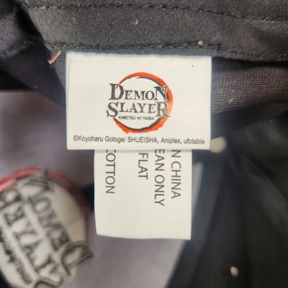 Demon Slayer Kimetsu No Yaiba Hat Cap Strap Back Black Anime Manga Series Logo - Picture 10 of 11